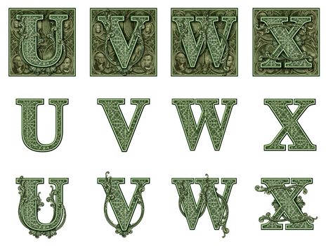 Photo-Illustration using parts of U.S. currency bills retouched and re-illustrated to create a new Money-themed alphabet. Eight total files can be downloaded to get a complete set.