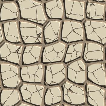 Cracked stone pavement seamless tileable decorative background pattern.