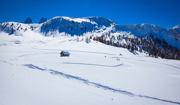 Winter landscape in South Tyrol with a lot of snow