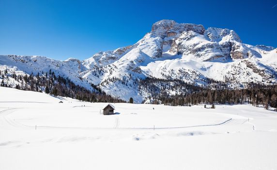 Winter landscape in South Tyrol with a lot of snow