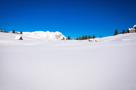 Winter landscape in South Tyrol with a lot of snow