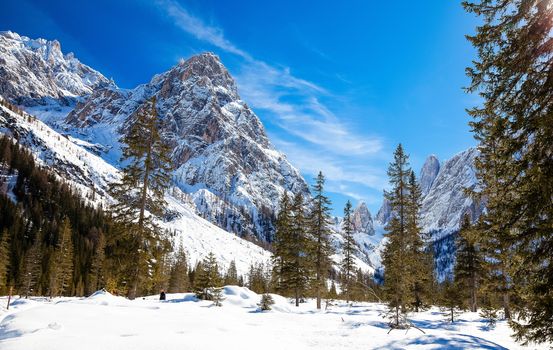 Winter landscape in South Tyrol with a lot of snow