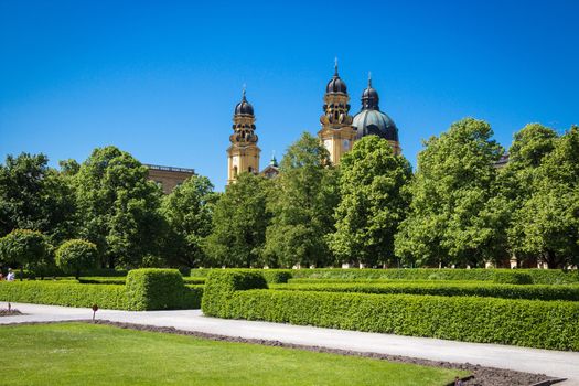 Historic park in Munich Hofgarten, the garden of the Munich residence