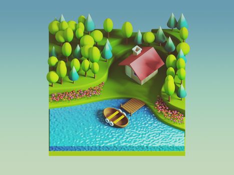 green earth concept in isometric view