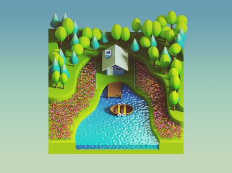 green earth concept in isometric view