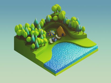 green earth concept in isometric view