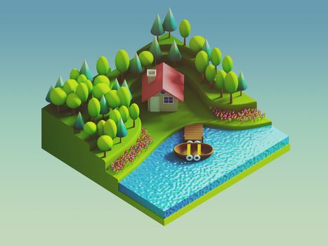 green earth concept in isometric view