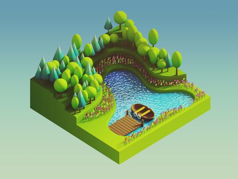 green earth concept in isometric view