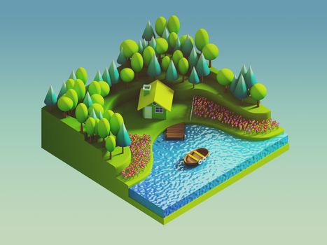 green earth concept in isometric view