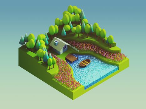 green earth concept in isometric view