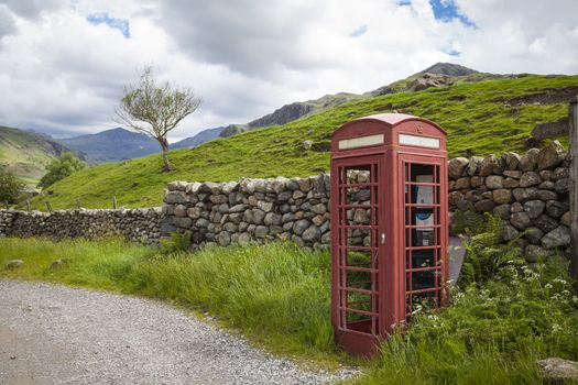 Traditional English red telephone box