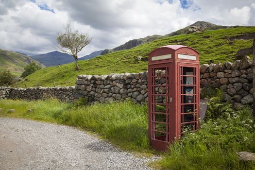 Traditional English red telephone box