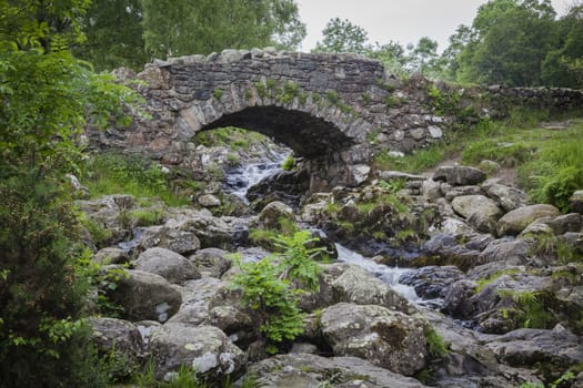 Long Exposure of water flowing down over stones