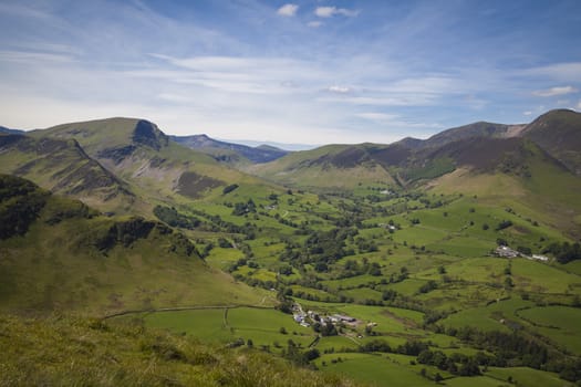 View from  Catbells down to Derwentwater and  Keswick and the surrounding