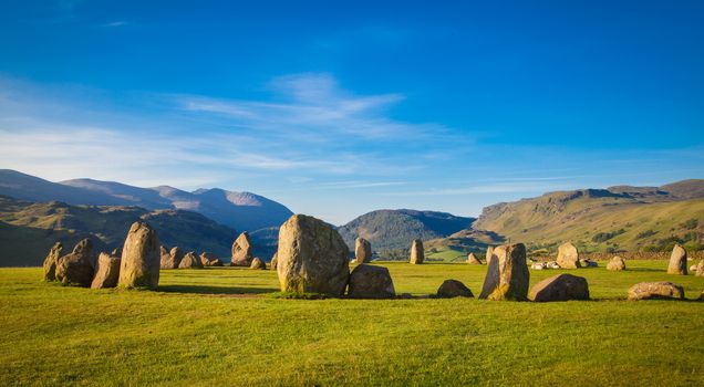 Castlerigg stone circle in Lake District in morning light