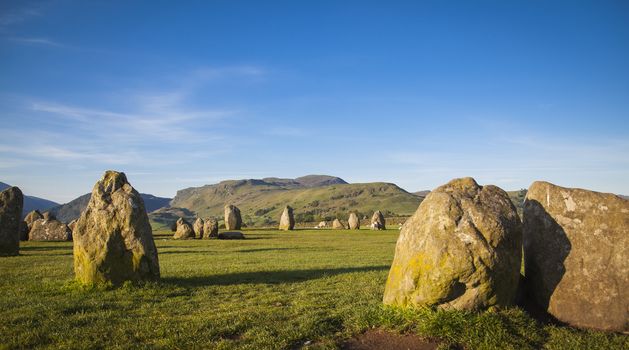 Castlerigg stone circle in Lake District in morning light