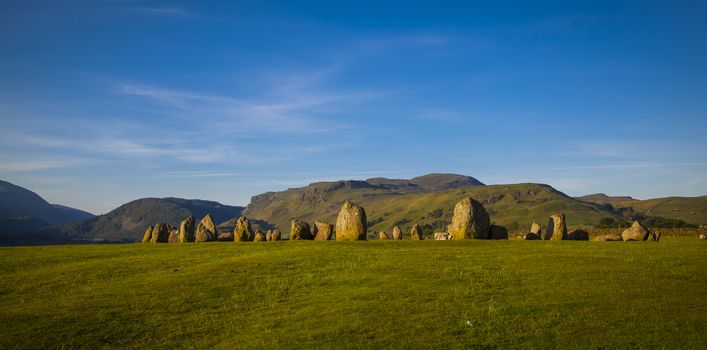 Castlerigg stone circle in Lake District in morning light