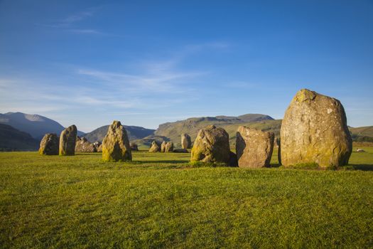 Castlerigg stone circle in Lake District in morning light