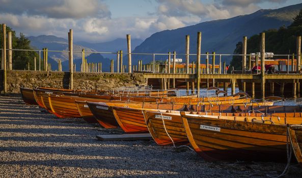 Rowing boats at Derwentwater in the evening light