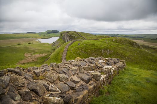 Green meadows and hills along Hadrian's Wall