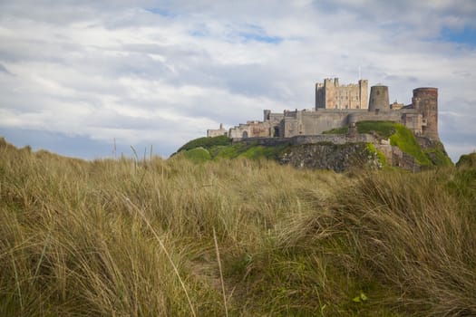 Bamburgh Castle and beach in Northumberland