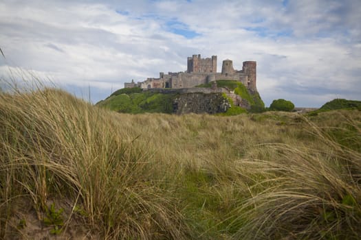 Bamburgh Castle and beach in Northumberland