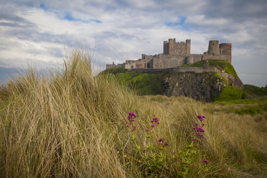 Bamburgh Castle and beach in Northumberland