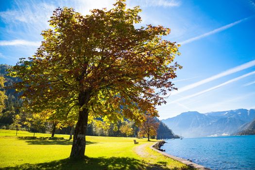 Autumn at the lake Achensee in Austria