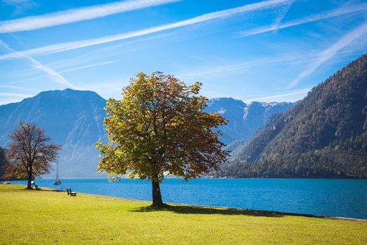 Autumn at the lake Achensee in Austria