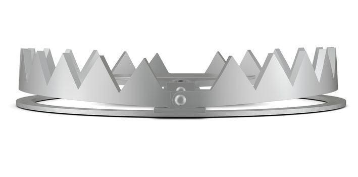Bear trap on isolated white background, close-up view