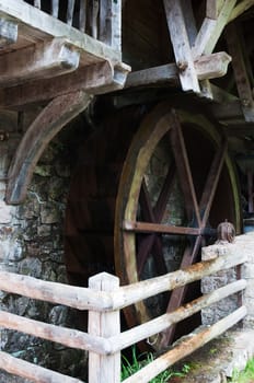 Ancient water wheel in action . Black Forest. Germany.