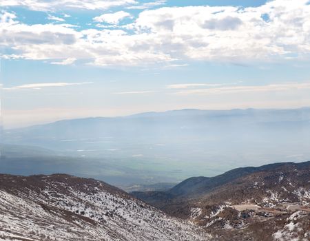 Panorama ofhighest point of the state of Israel - Mount Hermon .