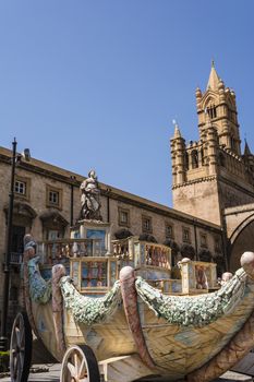 Wagon santa rosalie of santa rosalia near the cathedral on Palermo, Sicily, Italy