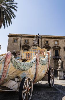 Wagon santa rosalie of santa rosalia near the cathedral on Palermo, Sicily, Italy