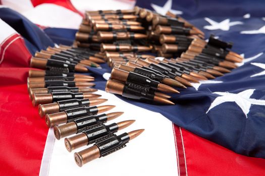 Band with cartridges on an American flag