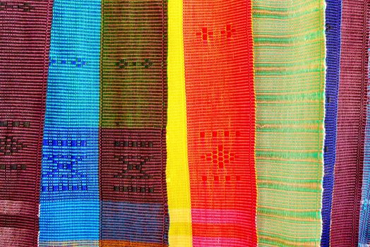 Colorful thai native fabric in chiangmai, Thailand