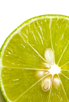 Closeup slice of  lime fruit  background.