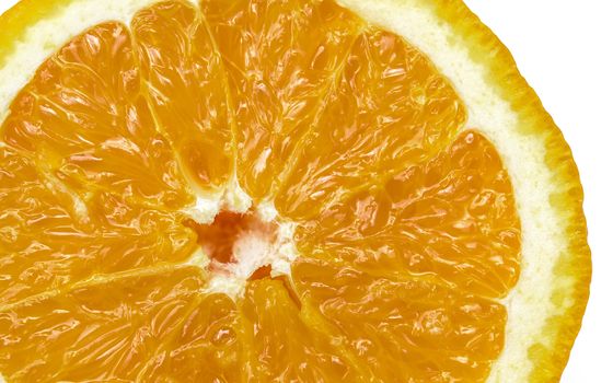 Closeup slice of orange fruit  background.