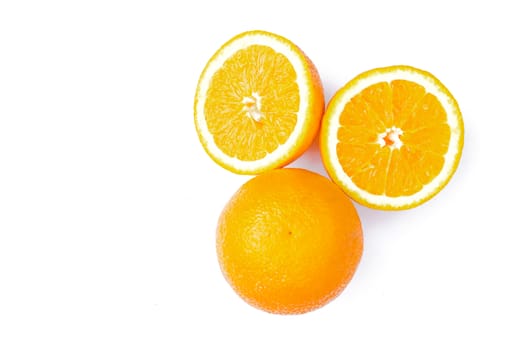 Orange fruit on white background.