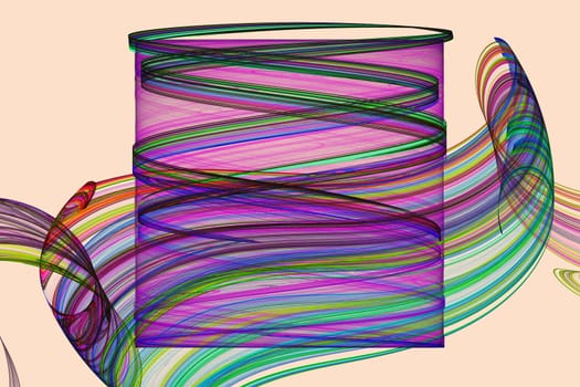 Fractal image on a light background are rendered colored line in the of a whirlwind.