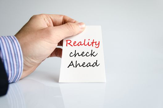 Reality check ahead text concept isolated over white background