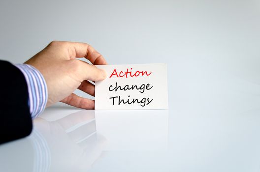 Action change things text concept isolated over white background