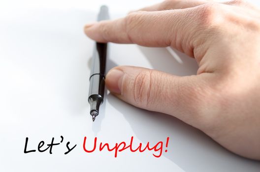 Let's unplug text concept isolated over white background