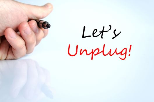 Let's unplug text concept isolated over white background