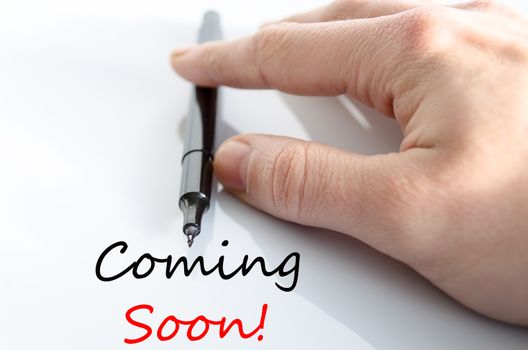 Coming soon text concept isolated over white background