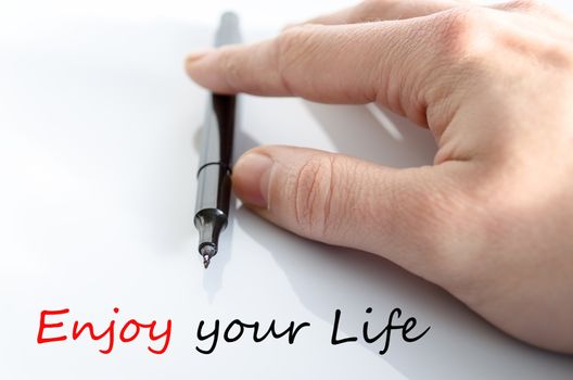 Enjoy your life text concept isolated over white background