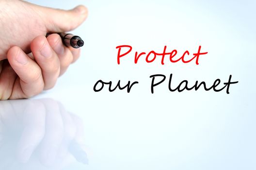 Protect our planet text concept isolated over white background