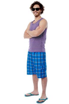 Casual male in beach wear and sunglasses 