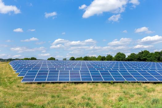 Field with lots of solar panels in the netherlands