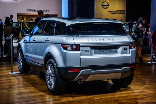 MOSCOW, RUSSIA - AUG 2012: LAND ROVER RANGE ROVER EVOQUE presented as world premiere at the 16th MIAS (Moscow International Automobile Salon) on August 30, 2012 in Moscow, Russia